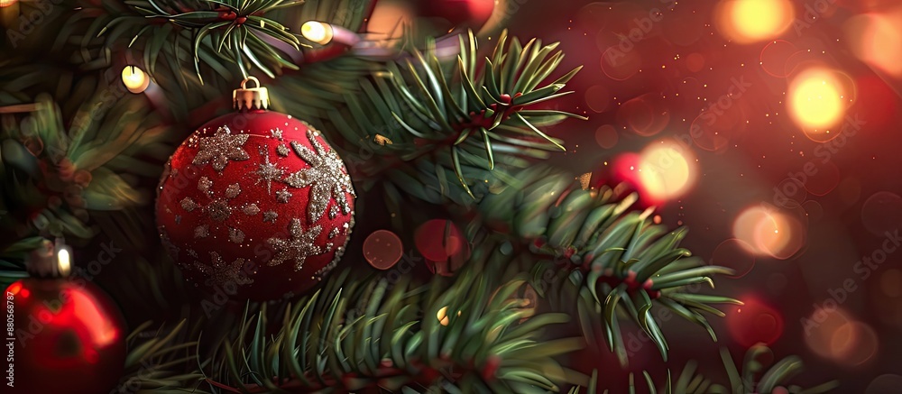 Aufkleber Festive background with a Christmas tree ornament as the focal point Copy space image available