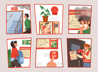 Evacuation Hand drawn mini composition set