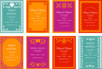 Mexican Wedding invitations collection, Mexican Frames design. Vector illustrations and concept design