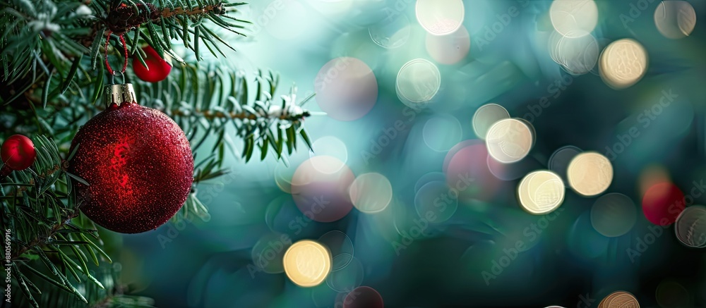 Aufkleber festive background with a christmas tree ornament as the focal point copy space image available