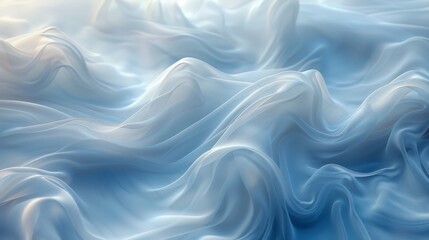Obraz premium Smooth elegant blue silk or satin texture is flowing and waving, creating a beautiful abstract background with copy space. The light is highlighting the top of the waves