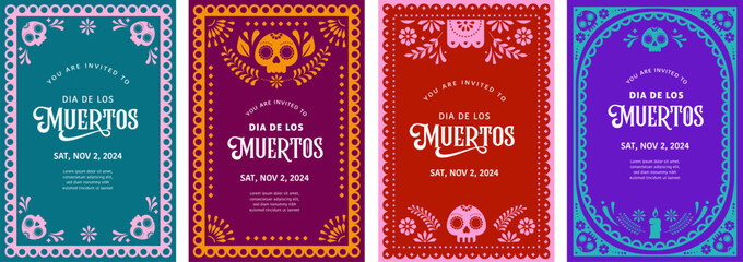 Dia De Los Muertos cards and social media stories, Day of the dead, Mexican holiday. Vertical banner design