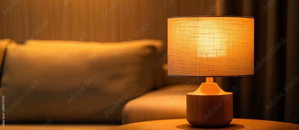 Aufkleber night lamp casting a stylish glow on a table in a room with ample copy space image