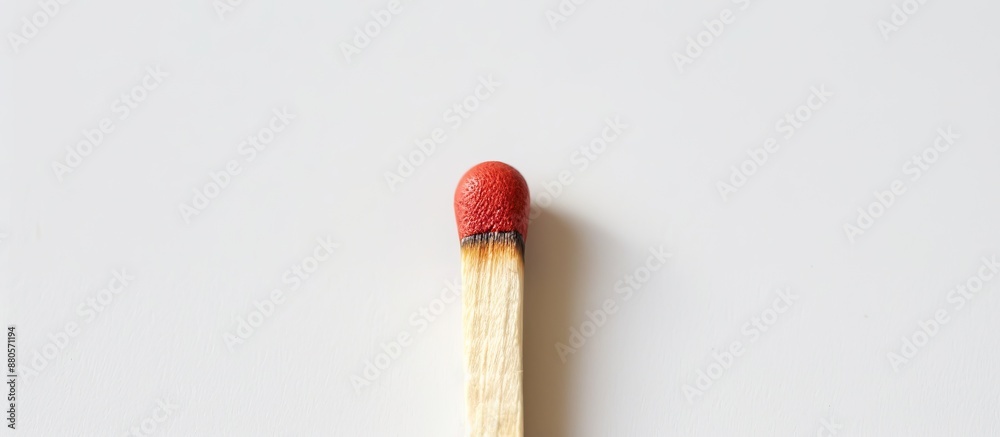 Poster Capture the focal point of a matchstick against a plain white background in a copy space image