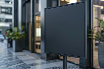 Fototapeta premium Square Sign. Modern Signboard Mockup for Business Branding and Company Presentation