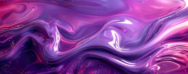 Fototapeta premium Abstract purple liquid background with shimmering golden particles. Perfect for websites and banners. Exudes luxury and elegance with vibrant colors and dynamic flow