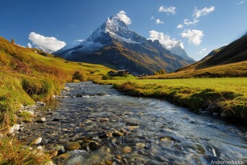 Tirol autumn landscape  lech village, andromeda peak, in singaporean photography style