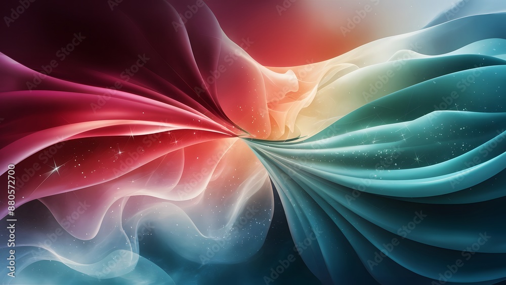 Sticker dreamy wallpaper with flowing colorful gradients sparkling points and misty textures representing a 