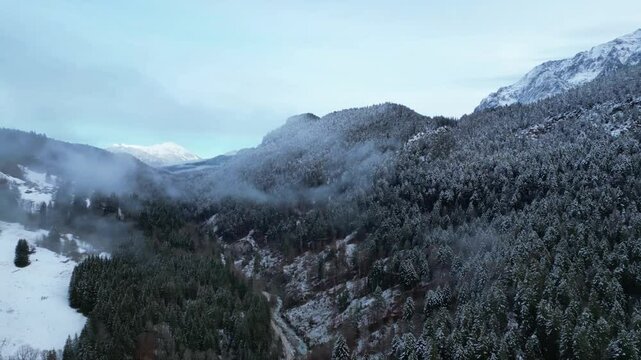 Aerial view of Partnachklamm ,a scenic location and nature attraction in Germany near Garmisch Paterkirchen