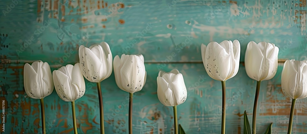 Aufkleber rustic white tulips with copy space image