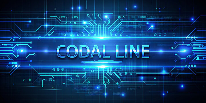 A technological tech sense of the original codal line banner blue background.