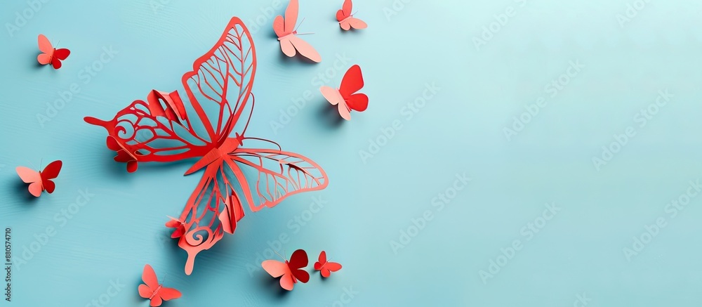 Poster greeting card featuring a cutout paper butterfly with copy space image