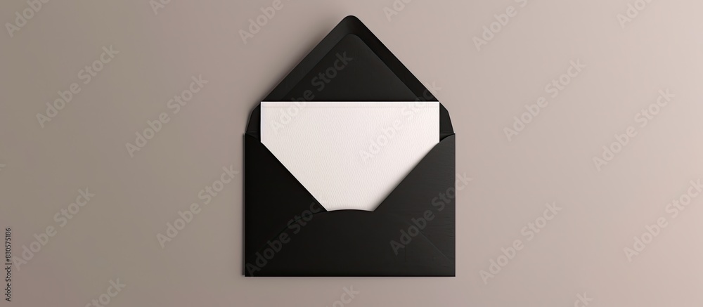 Fototapete mockup featuring a black envelope and an empty white card against a grey background ideal for invita