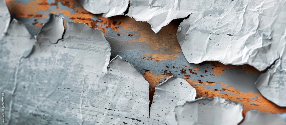 Aufkleber Creating a torn paper texture for a copy space image background demonstrates that creativity requires patience