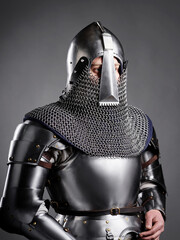 Medieval armor protection. Knight helm.