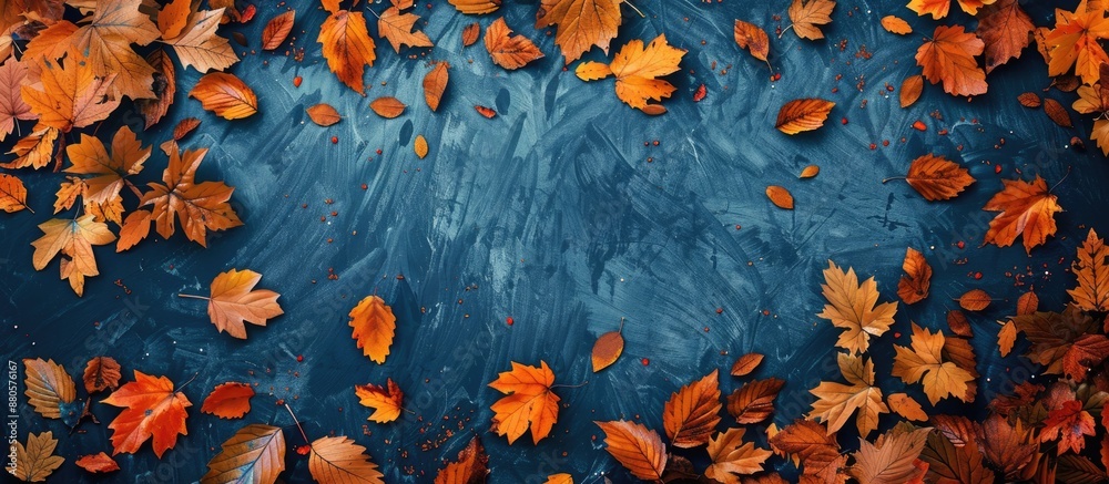 Fototapete Horizontal image featuring autumn leaves texture with empty space for text in the center perfect for a copy space image