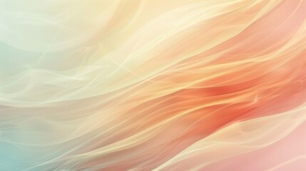 Obraz premium Flowing orange and teal lines create a modern, artistic background with smooth, elegant patterns. Soft, bright colors add subtlety and evoke a dreamy, magical atmosphere