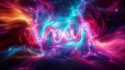 Fototapeta premium Vibrant abstract digital art with swirling colors in blue, pink, and purple, creating a mesmerizing, dynamic visual effect.