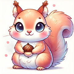 niedliche Cartoon Eichhörnchen mit großen wachen Augen