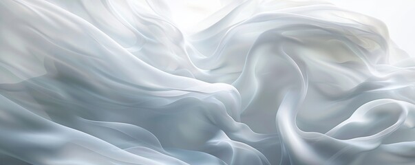 Obraz premium Gracefully flowing white cloth creates abstract shapes and delicate folds, evoking purity and elegance. Perfect for weddings or bridal themes