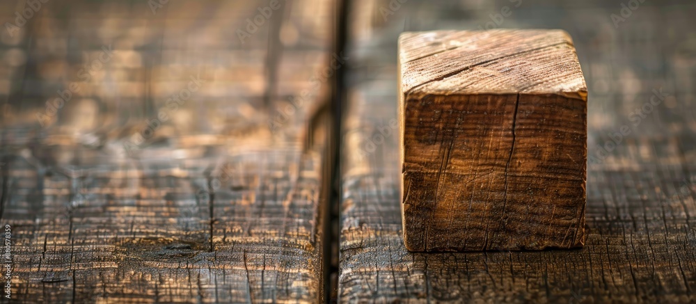 Aufkleber wooden block with copy space image on a rustic wood backdrop