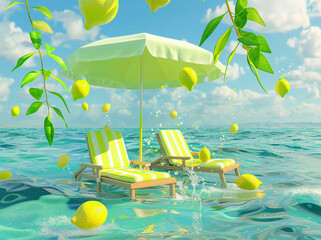 sea with beach and sky view in summer. Creative banner. Copyspace image