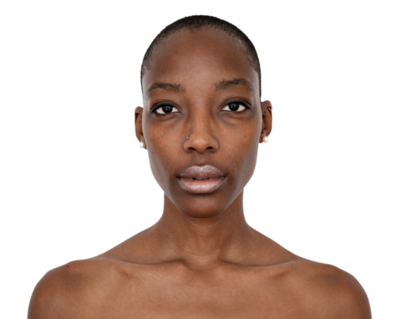 Black woman with a neutral facial expression mockup