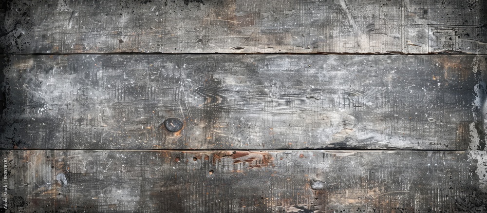 Poster Panoramic grey grunge background with a vignette showcasing aged wooden boards ideal for adding text or graphics with a copy space image