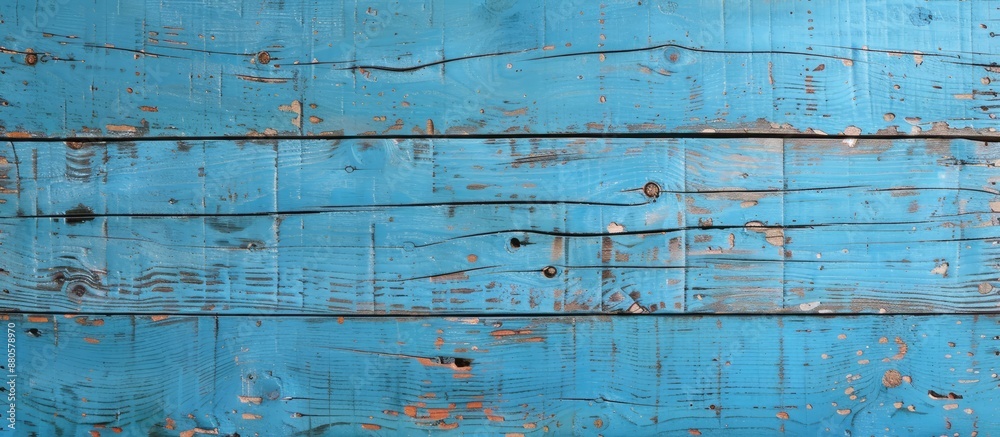 Leinwandbilder Front view of a wooden surface painted in a serene blue hue with ample space for additional text or images ideal as a copy space image