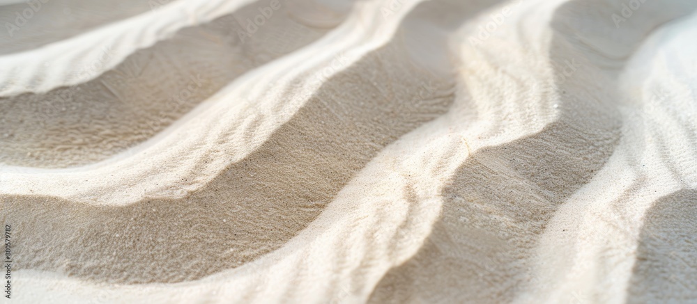Aufkleber close up of a textured white sandy beach with a wavy pattern natural grains clean rippled surface li