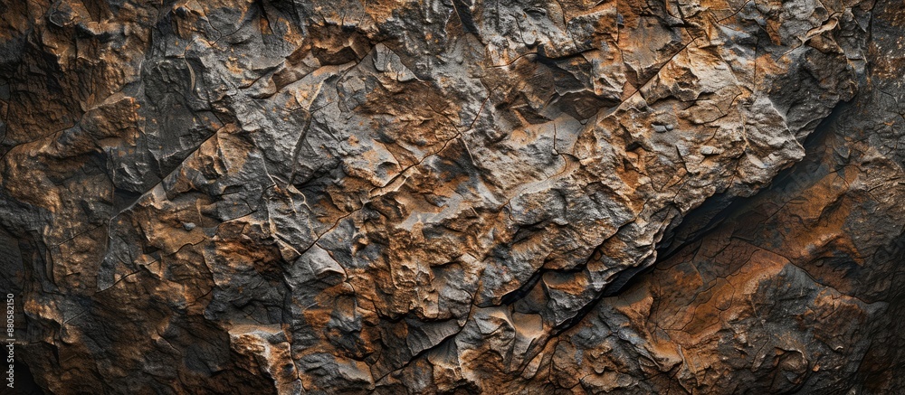 Poster detailed close up shot of a textured brown stone mountain surface providing a background with ample 