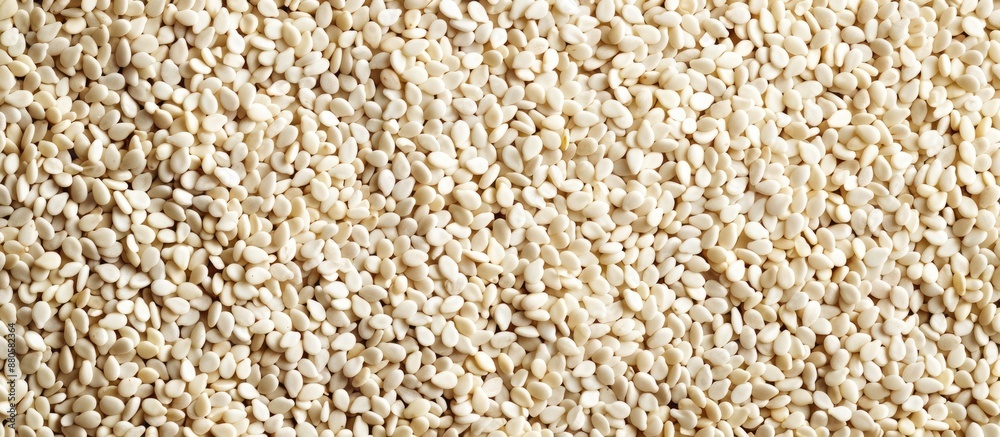 Poster white sesame seeds ideal for background texture with room for copy space image