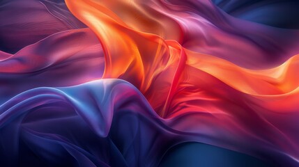 Obraz premium Flowing silk fabric creates an elegant, colorful background with smooth lines and vibrant hues. The design features purple, blue, orange, red, and pink, adding brightness and softness