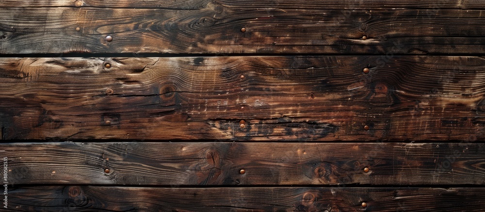 Poster An old natural pattern on a dark wood texture background creates a rustic backdrop with copy space image potential