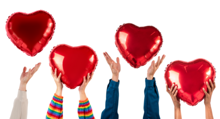 Png People holding hearts mockup for Valentines’ celebration
