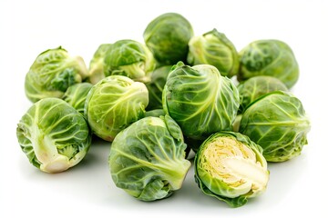 Fototapeta premium Fresh green brussels sprouts isolated on white background