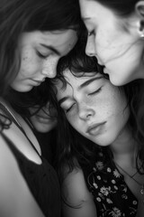 Fototapeta premium A group of women standing next to each other, diverse in age and style