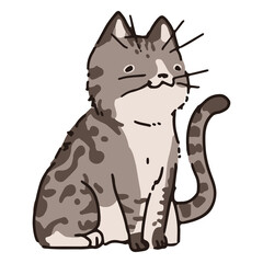 Png smiley cat sitting doodle sticker, transparent background