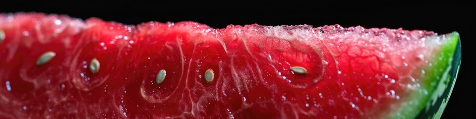 Vibrant Watermelon Slice Close-up with Glistening Juice Droplets