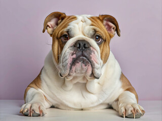 Obraz premium english bulldog puppy, puppy, isolated, white, canine, breed, cute, bull, english bulldog, portrait, brown, adorable, mammal