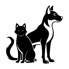 black and white cat, dog cat vector 
