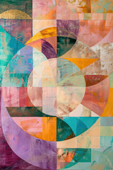 Fototapeta premium An abstract painting of some pastel color geometric shapes