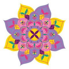 Colorful Indian rangoli design element png
