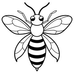 Bee line art vector illustrations