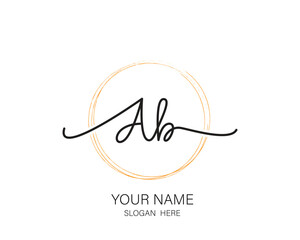 AB initial letter handwriting logo design ,signature logo template,beauty initial with circle design