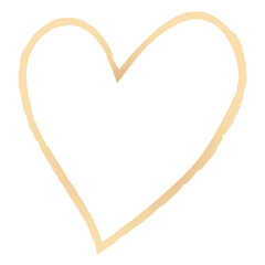 Png gold heart design element in hand drawn style