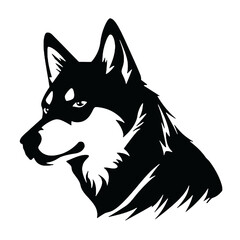 Siberian Husky Silhouette isolated on white background. Vector illustration