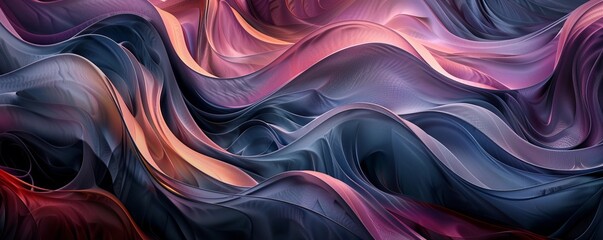 Obraz premium Flowing fabric in purple, red, and blue creates elegant waves and folds, forming intricate patterns and textures