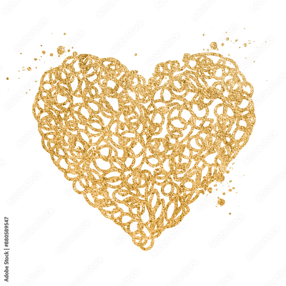 Poster Heart PNG clipart, glitter gold simple design icon