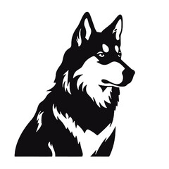 Siberian Husky Silhouette isolated on white background. Vector illustration